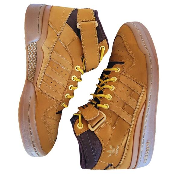 ADIDAS Forum Mid Sneakers GX7079 Brown Mens 9 Gym Shoes Lace Up Monogram - Picture 11 of 13